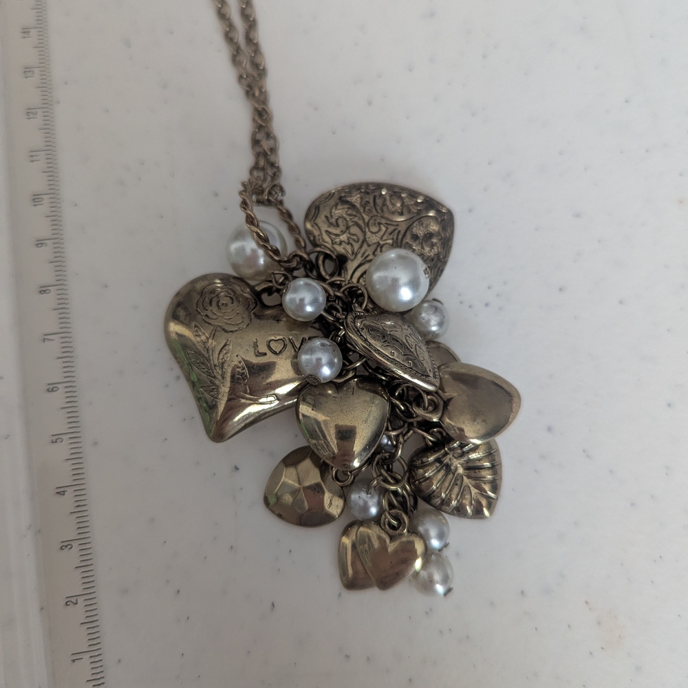 Vintage Set 80s Gold Pearl Charm Necklaces - Picture 8 of 9